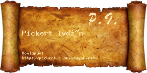 Pickert Iván névjegykártya